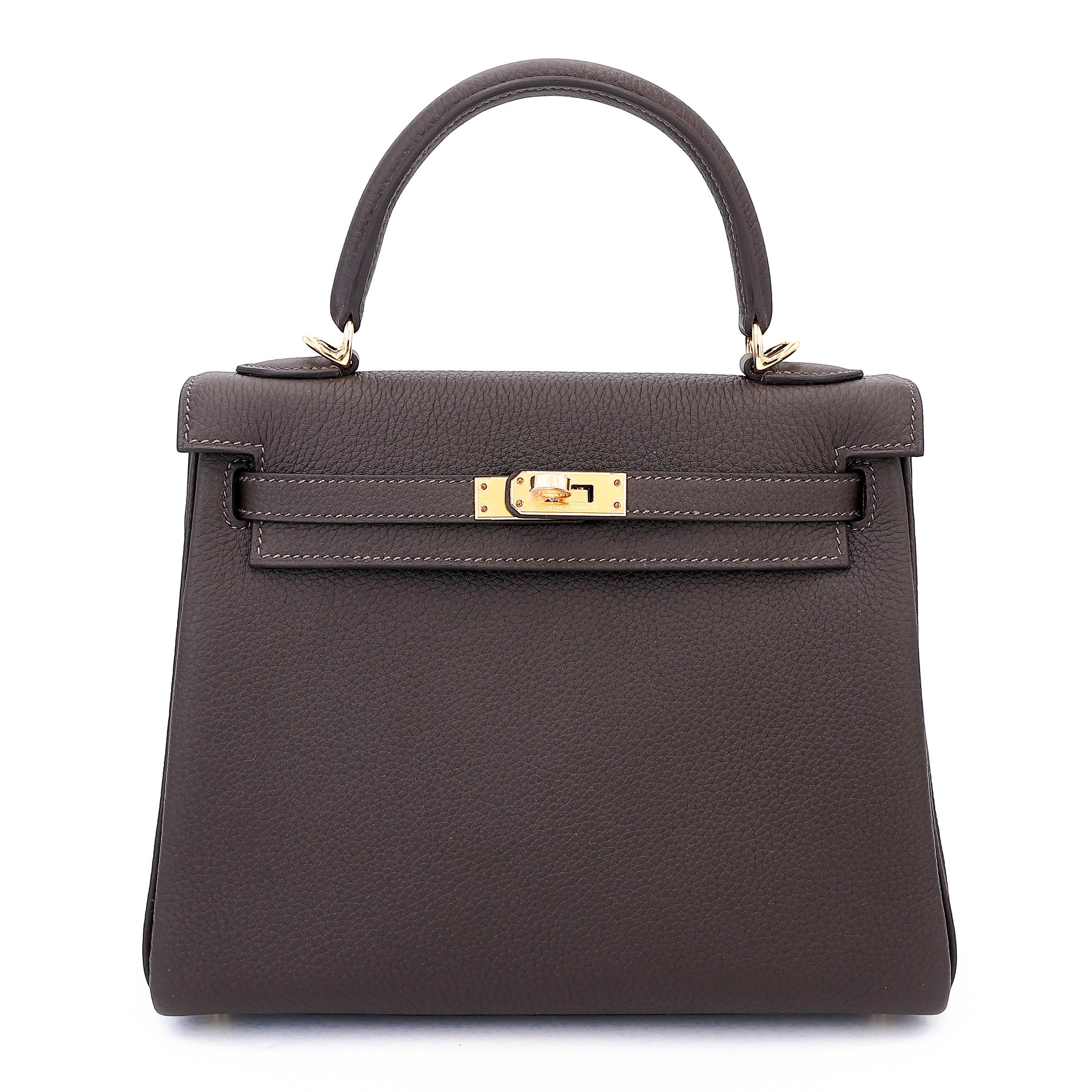 Brand New ( Rank N ) HERMÈS Kelly 25 Bai Brun（T3） Togo Gold hardware G (2026)