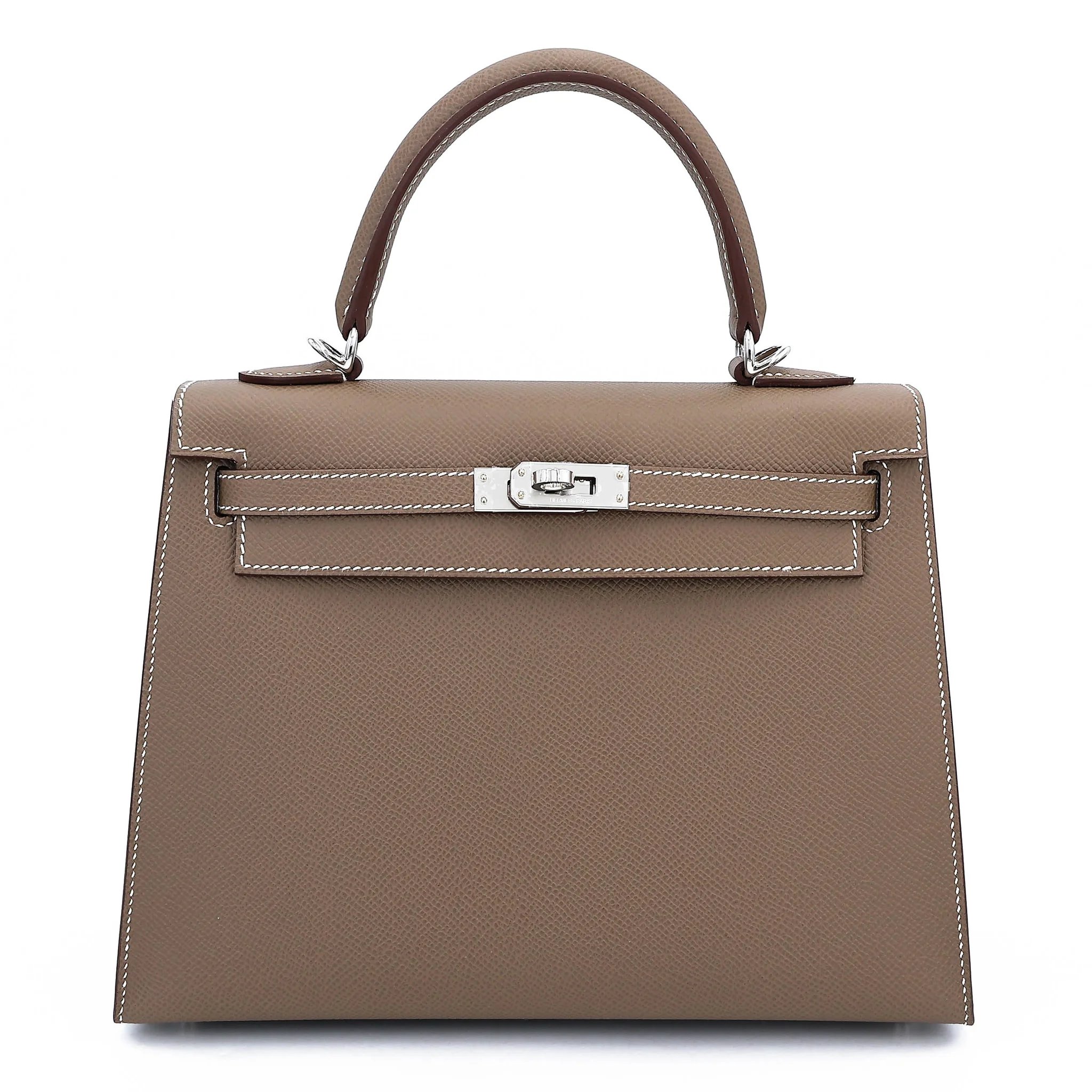 Brand New ( Rank N ) HERMÈS Kelly 25 Sellier Etoupe (18) Epsom Palladium hardware G (2026)