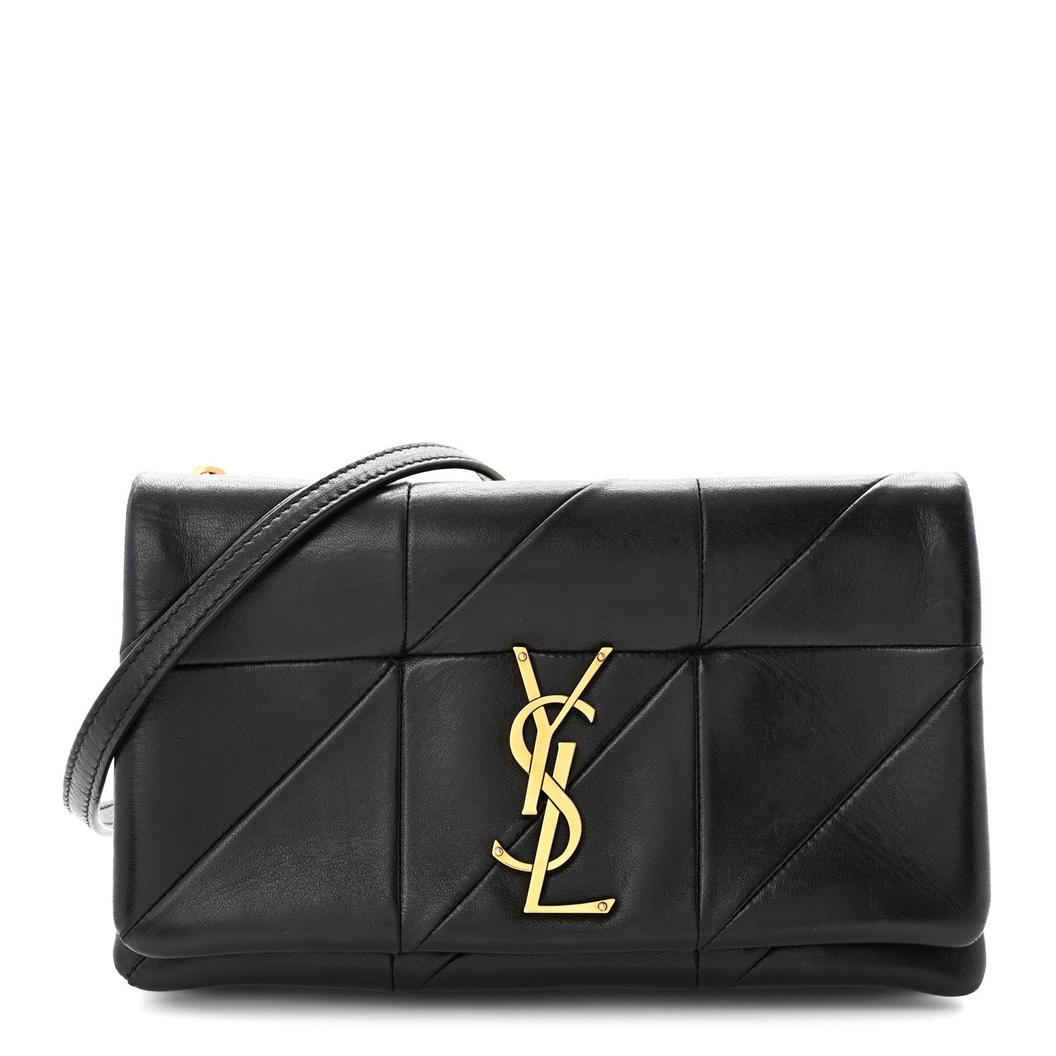 Saint Laurent Lambskin Patchwork Monogram Jamie Chain Wallet Black