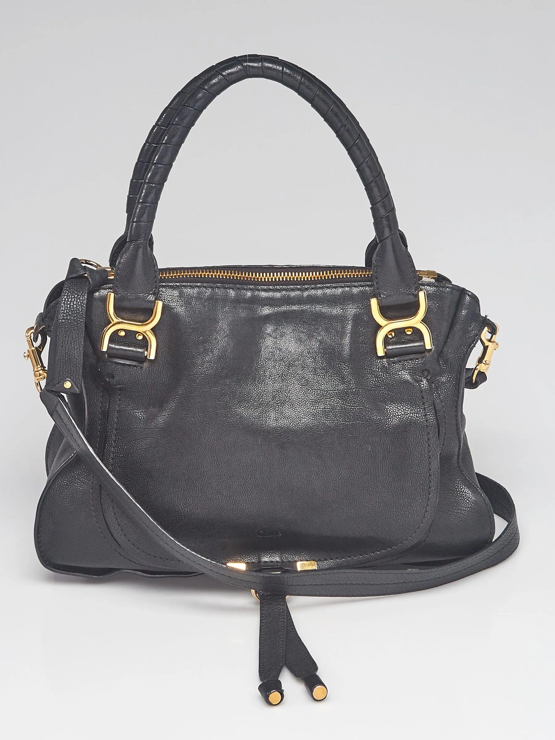 Chloe Black Leather Medium Marcie Satchel Bag