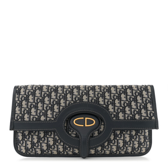 Dior Oblique Fold Over Clutch Blue