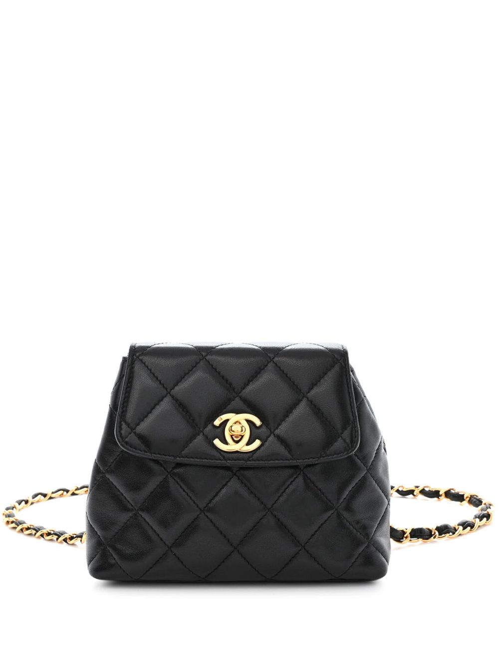 1997 leather-and-chain diamond-quilted flap belt bag