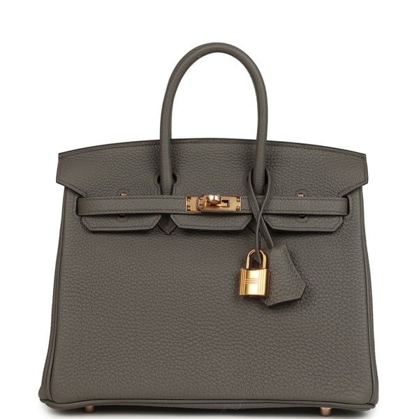 Hermes Hermes Birkin 25 Etain Togo Rose Gold Hardware
