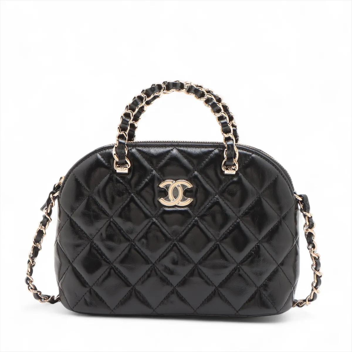 Chanel Matelasse Leather 2 Way Shoulder Bag Black Gold Metal Fittings random pla
