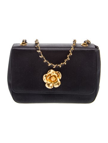 Satin Camellia Flap Bag