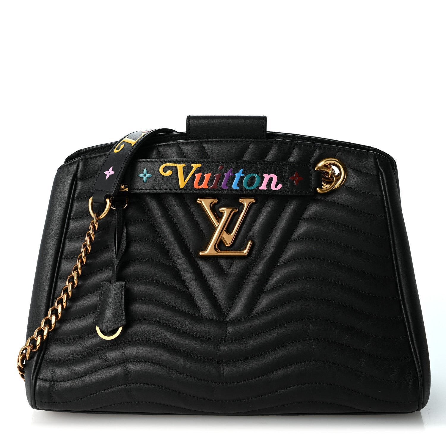 Louis Vuitton Calfskin New Wave Chain Tote Black