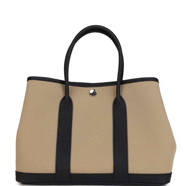Hermes Hermes Garden Party 30 Trench Toile Officier Canvas and Black Negonda Palladium Hardware