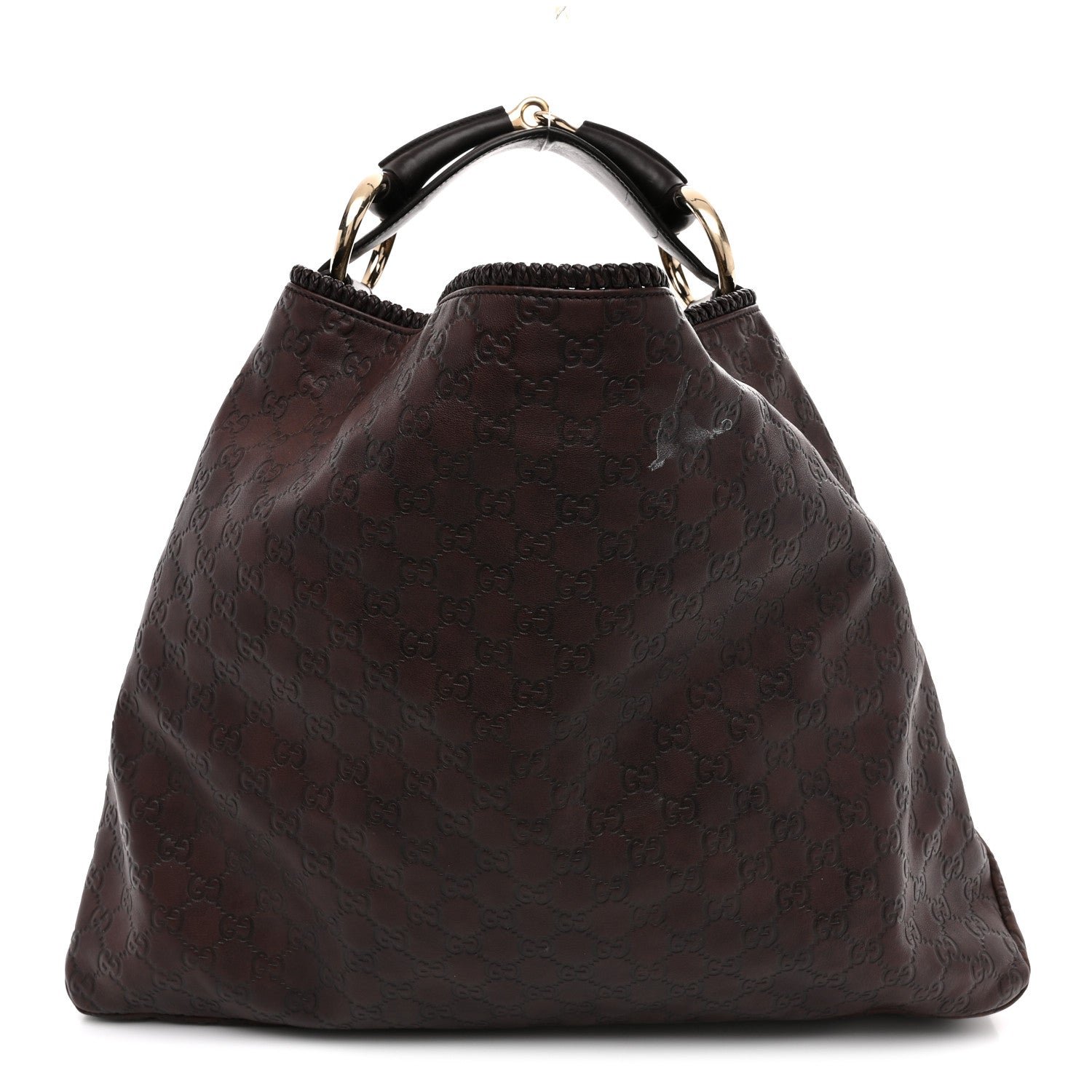 Gucci Guccissima Large Horsebit Chain Hobo Chocolate