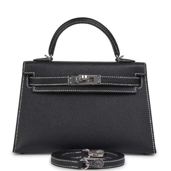 Hermes Special Order (HSS) Kelly Sellier 20 Black Verso Epsom Palladium Hardware
