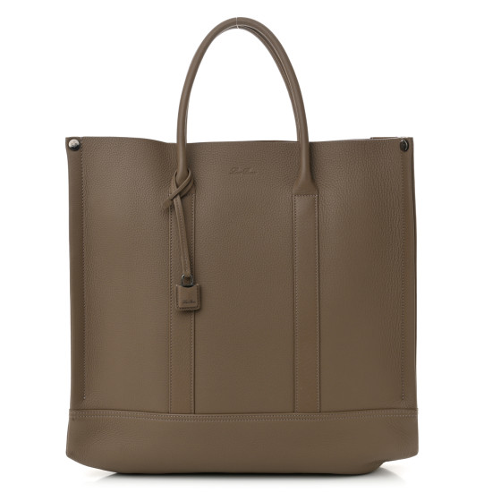 Loro Piana Grained Calfskin Small Beam Tote Warm Mastic