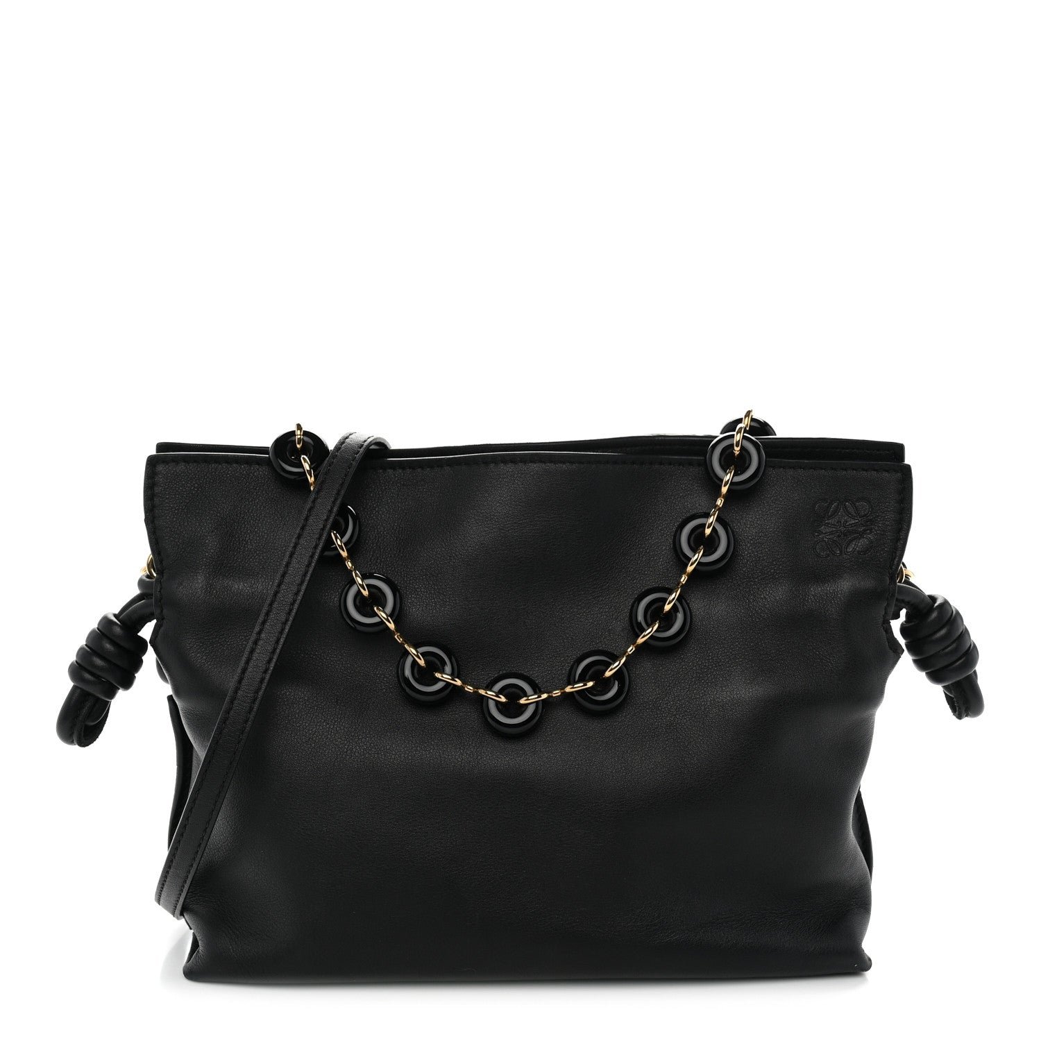 Loewe Mellow Nappa Donut Chain Flamenco Knot Clutch Black