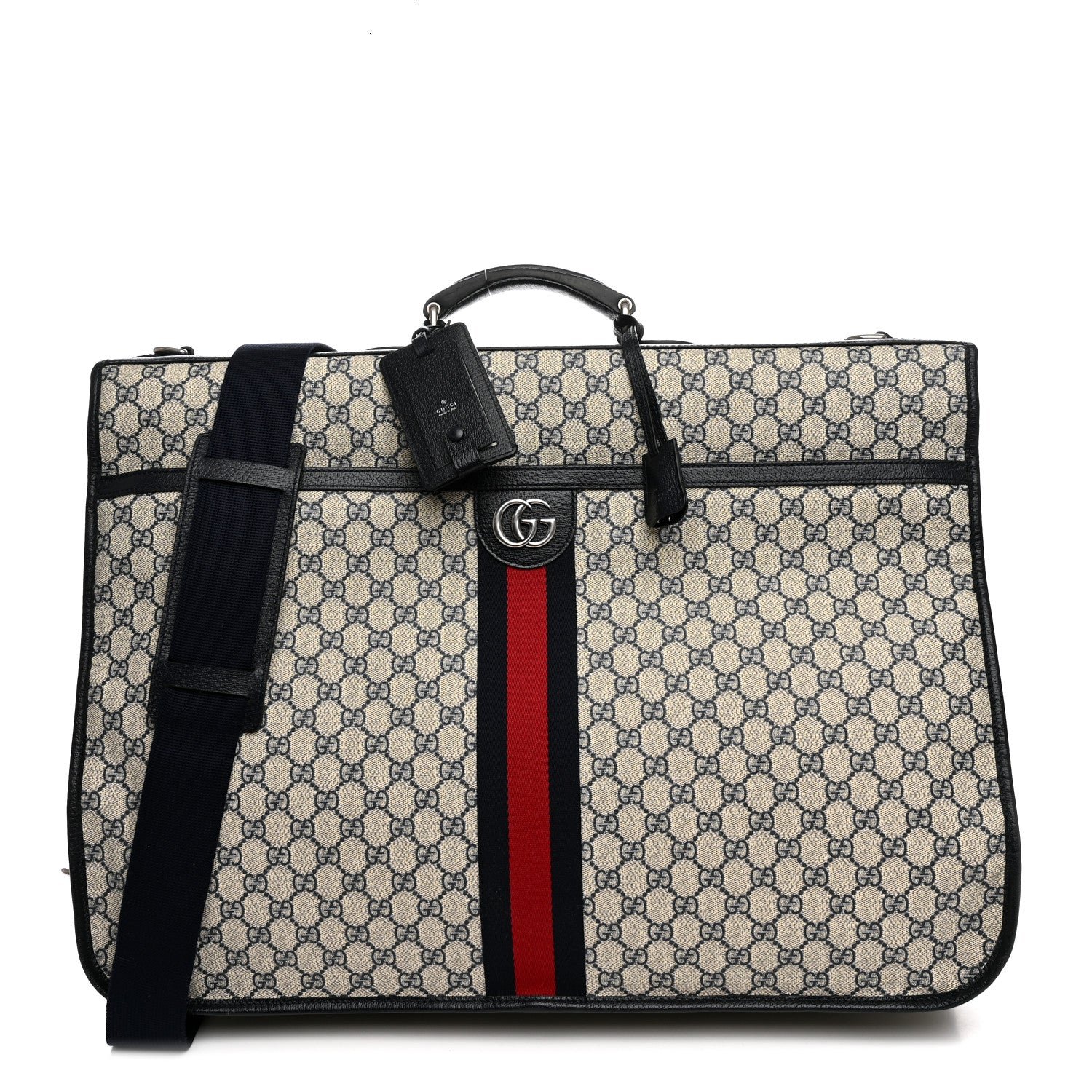 Gucci GG Supreme Monogram Web Savoy Garment Bag Beige Blue
