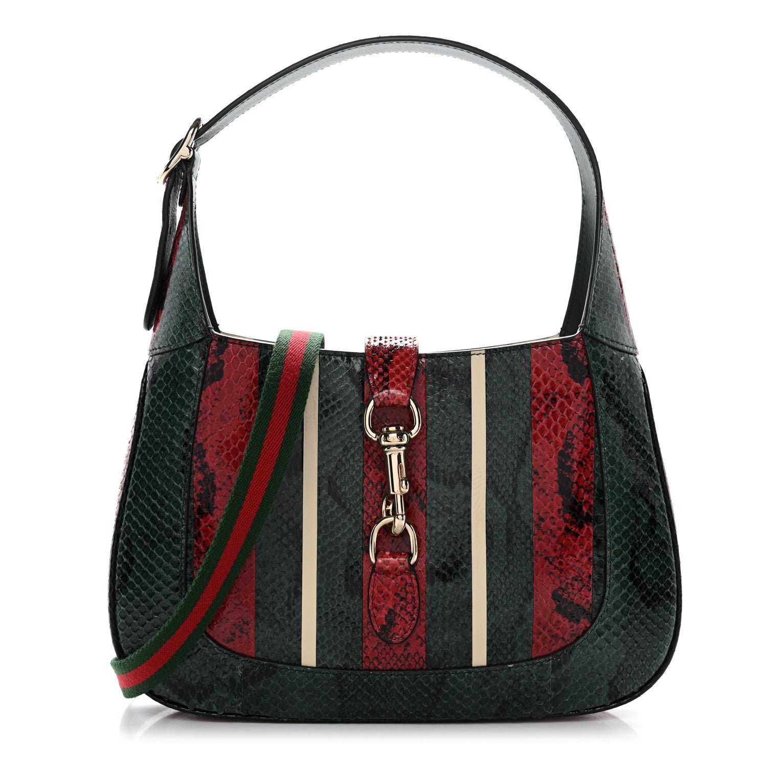 Gucci Gucci Snakeskin Web Small Jackie 1961 Hobo Green