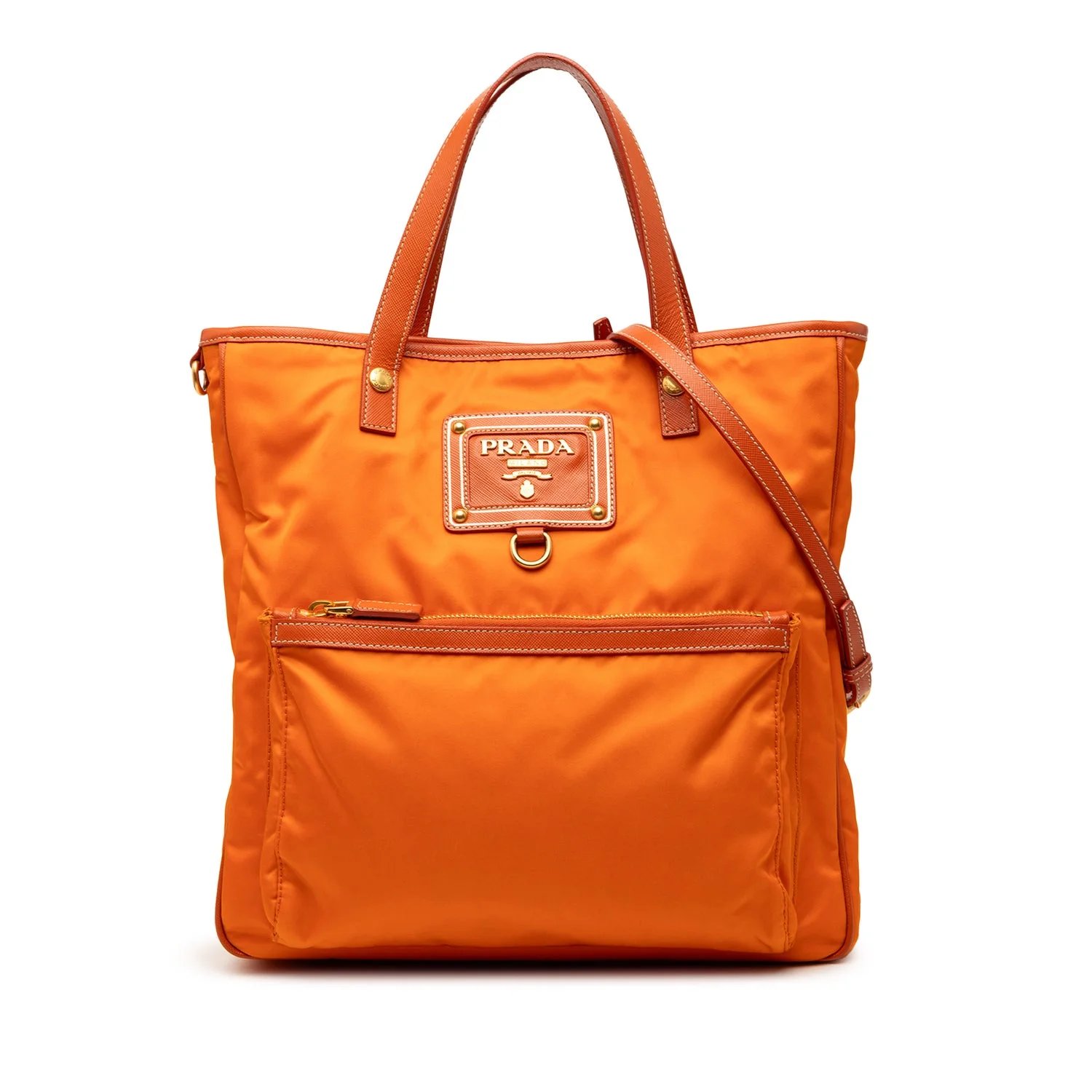 Leather Saffiano Trimmed Tessuto Logo Oro Satchel