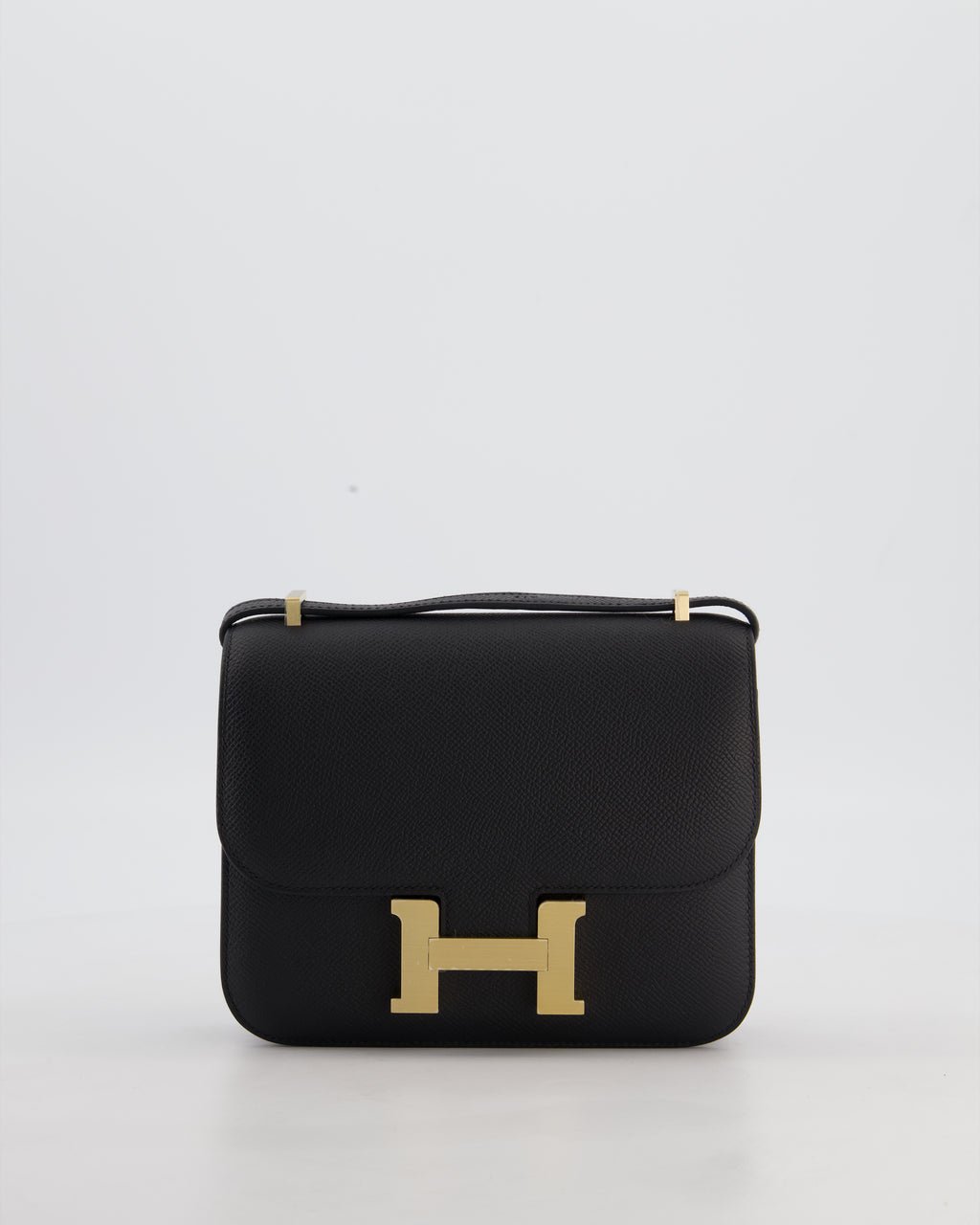 *RARE* Hermès Mini Constance III Mirror 18 Bag in Noir Epsom Leather with Brushed Permabrass Hardware