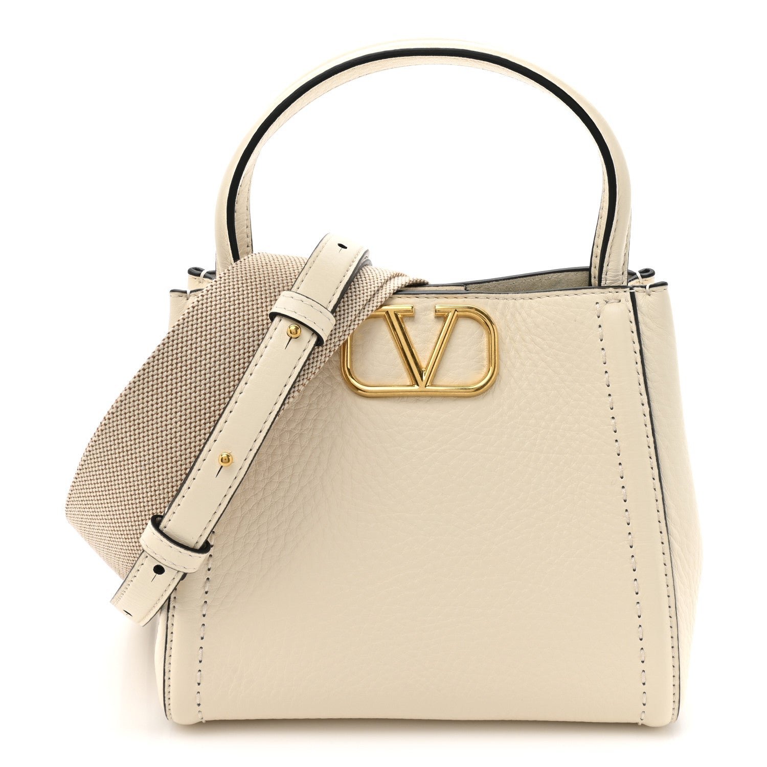 Valentino Garavani Soft Grainy Calfskin Alltime Small Handbag Ivory