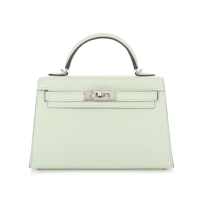 Hermes Hermès Mini Vert Fizz Chèvre Kelly 20
