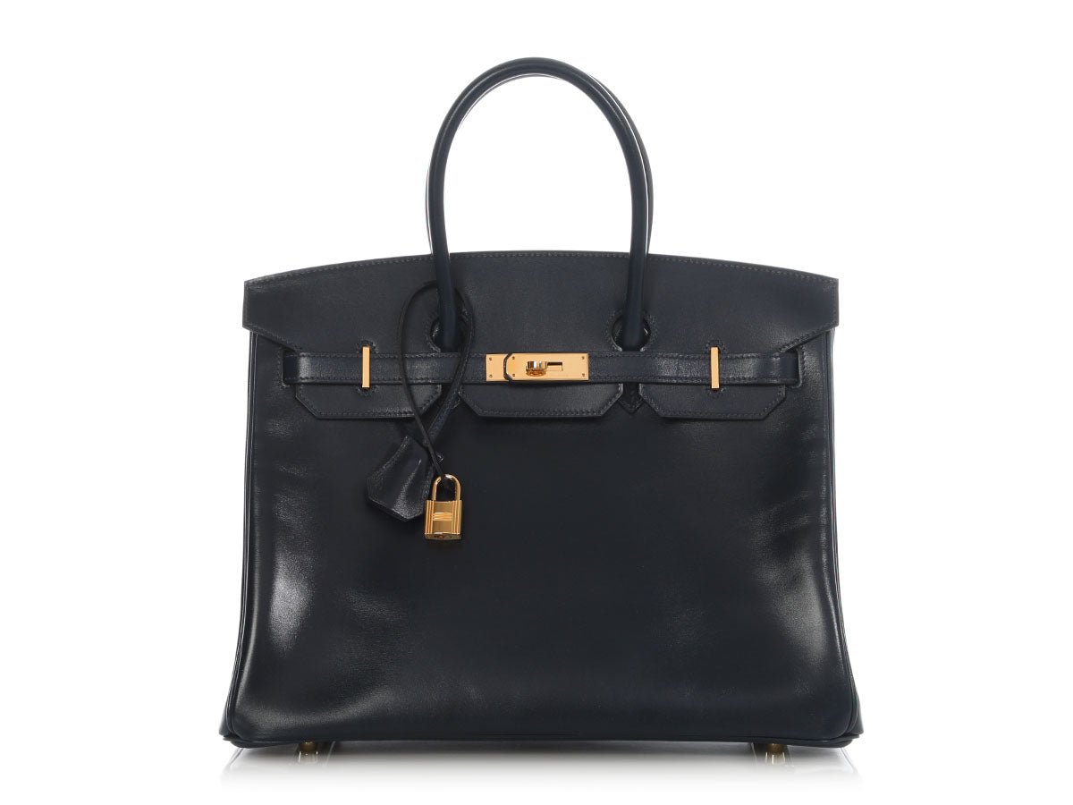 Hermes Hermès Bleu Marine Box Calfskin Birkin 35