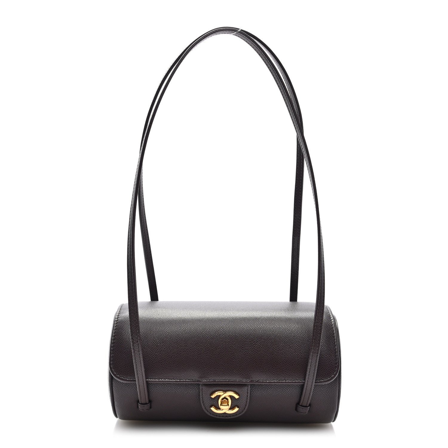Chanel Shiny Caviar Preppy Coco Small Bowling Bag Black