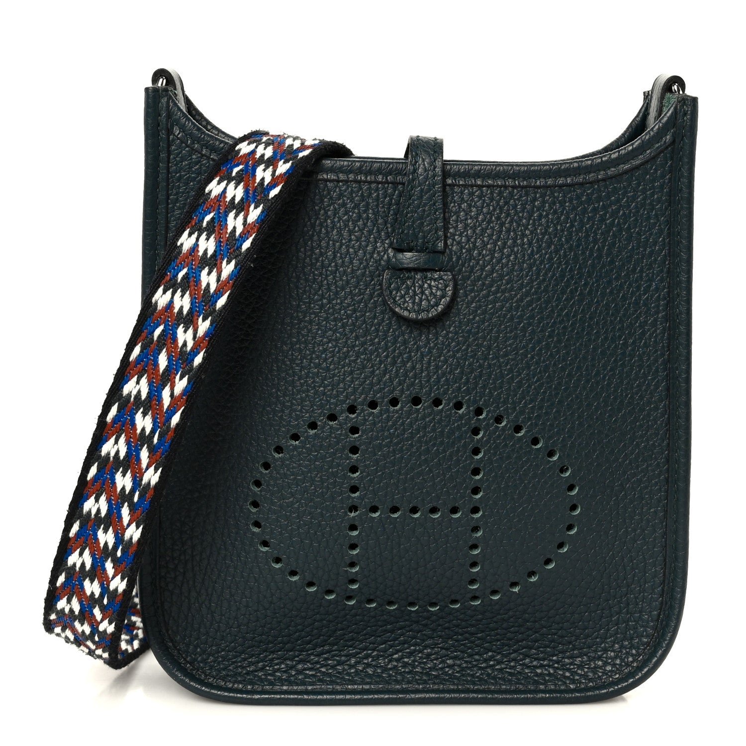 Hermes Taurillon Clemence Zigzag Evelyne TPM Vert Cypress Black Deep Bleu