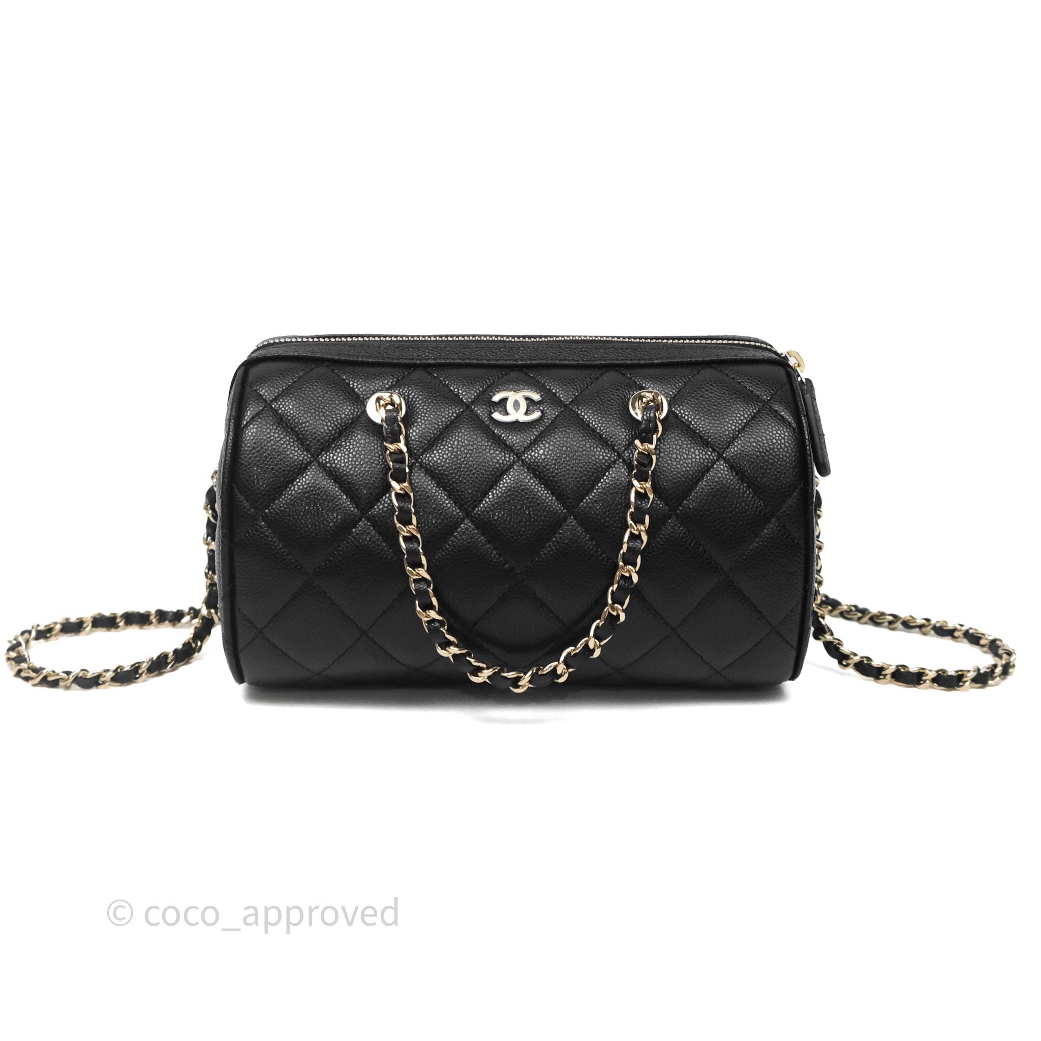 Chanel Bowling Black Caviar Bag Gold Hardware