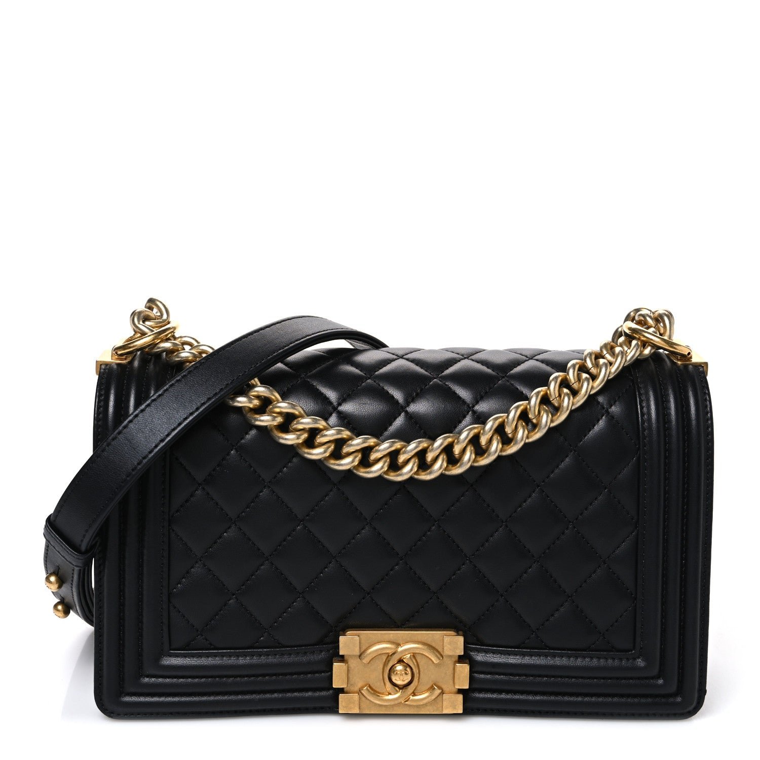 Chanel Lambskin Quilted Medium Boy Flap Black