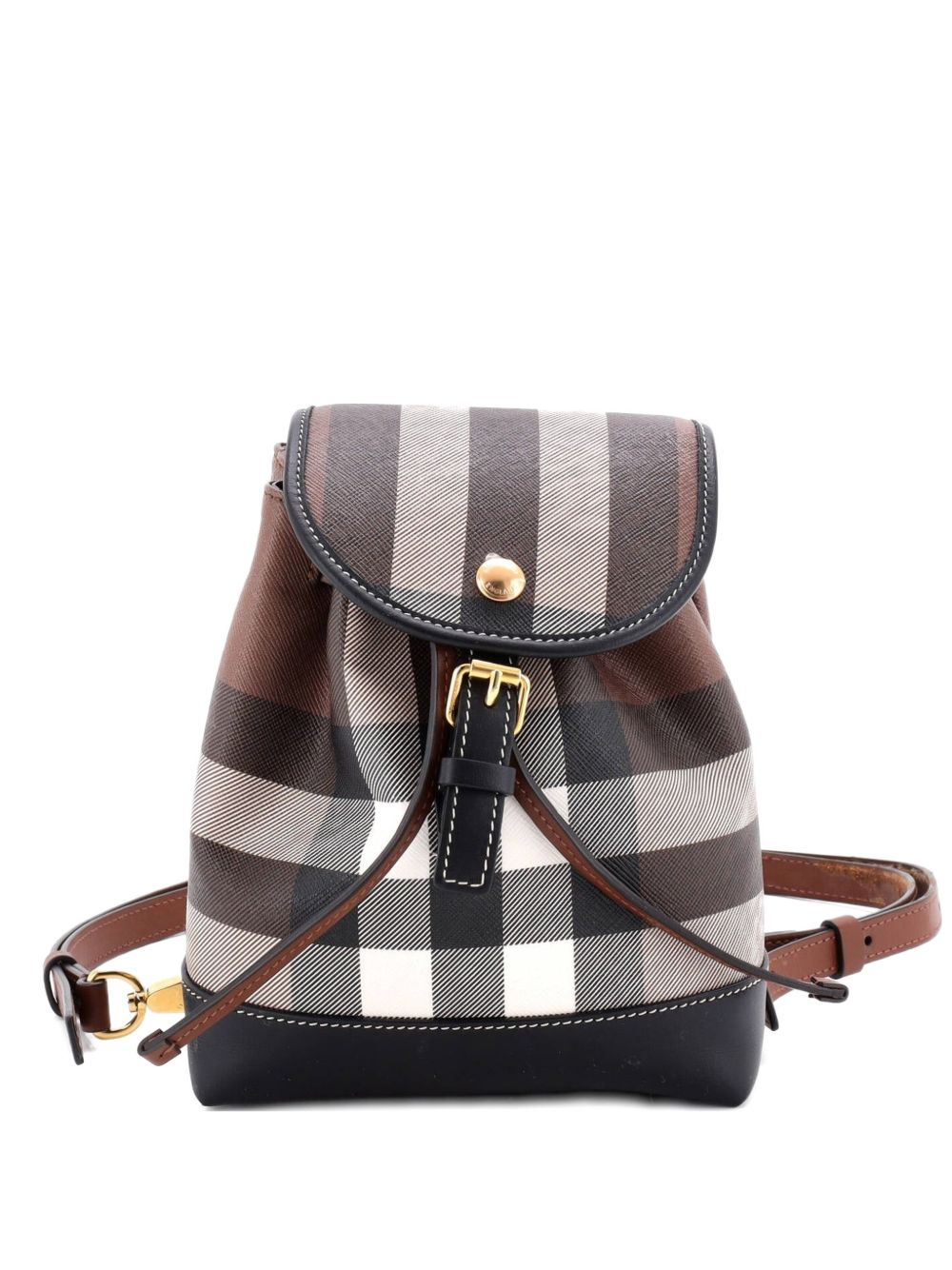 Burberry Flap House Check Coated Canvas Micro backpack