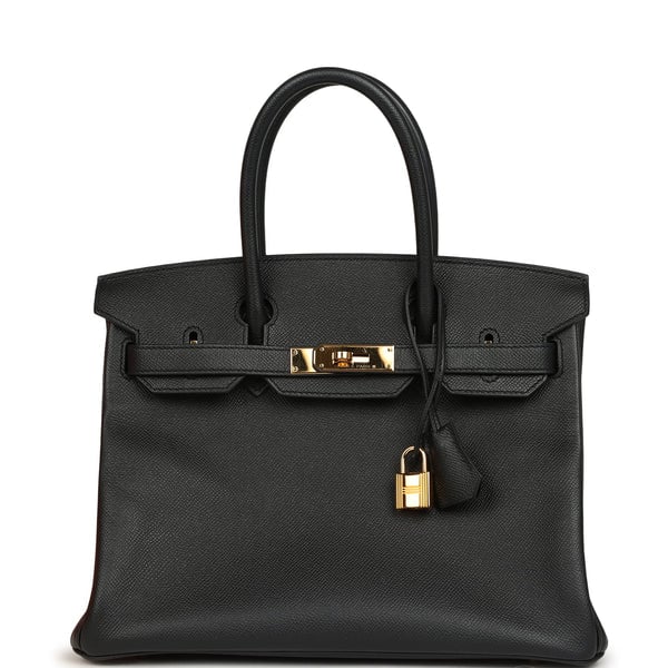 Pre-owned Hermes Birkin 30 Black Epsom Gold Hardware