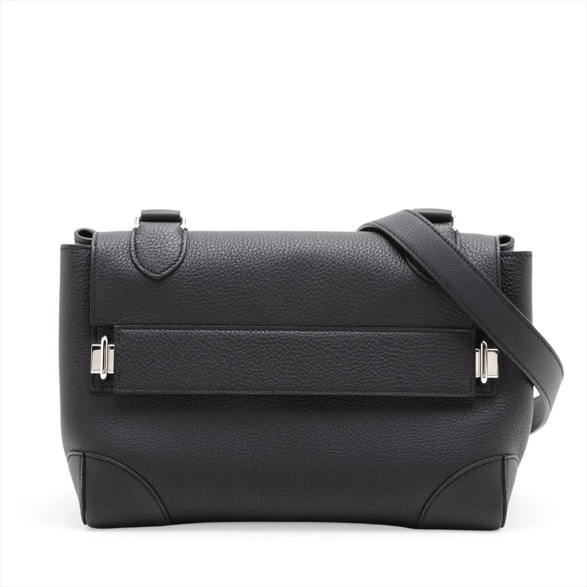 Hermès trotting Togo Black Silver Metal Fittings