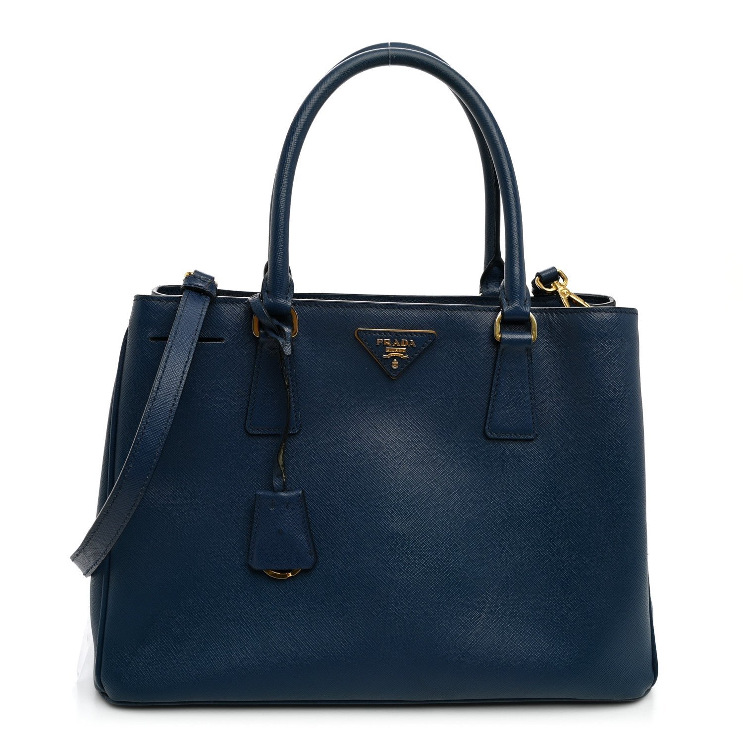 Prada Saffiano Medium Galleria Double Zip Tote Cobalto