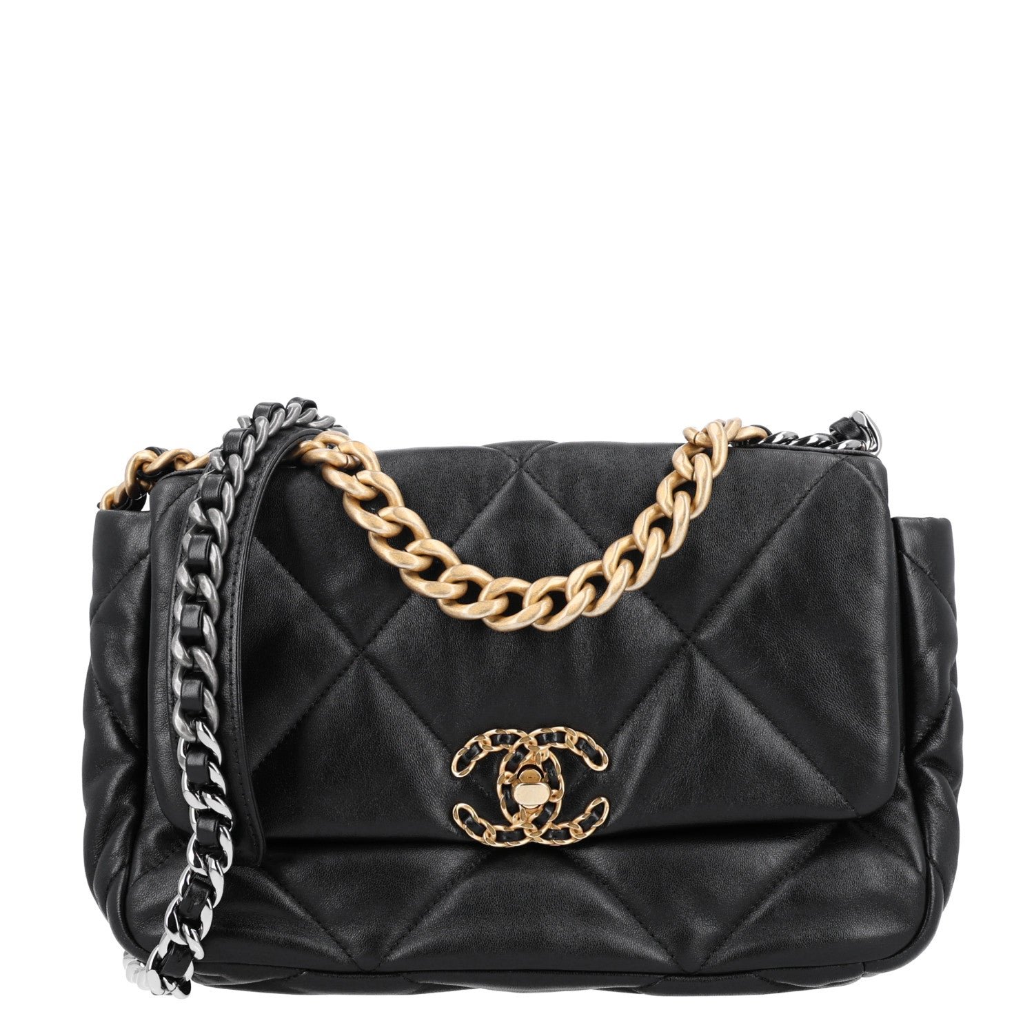 Chanel Lambskin Quilted Medium Chanel 19 Flap Black