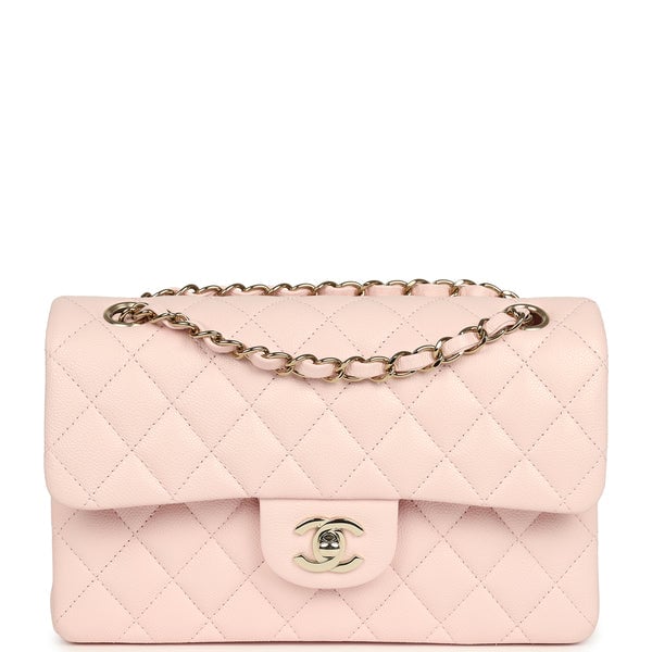 Chanel Small Classic Double Flap Bag Light Pink Shiny Caviar Light Gold Hardware
