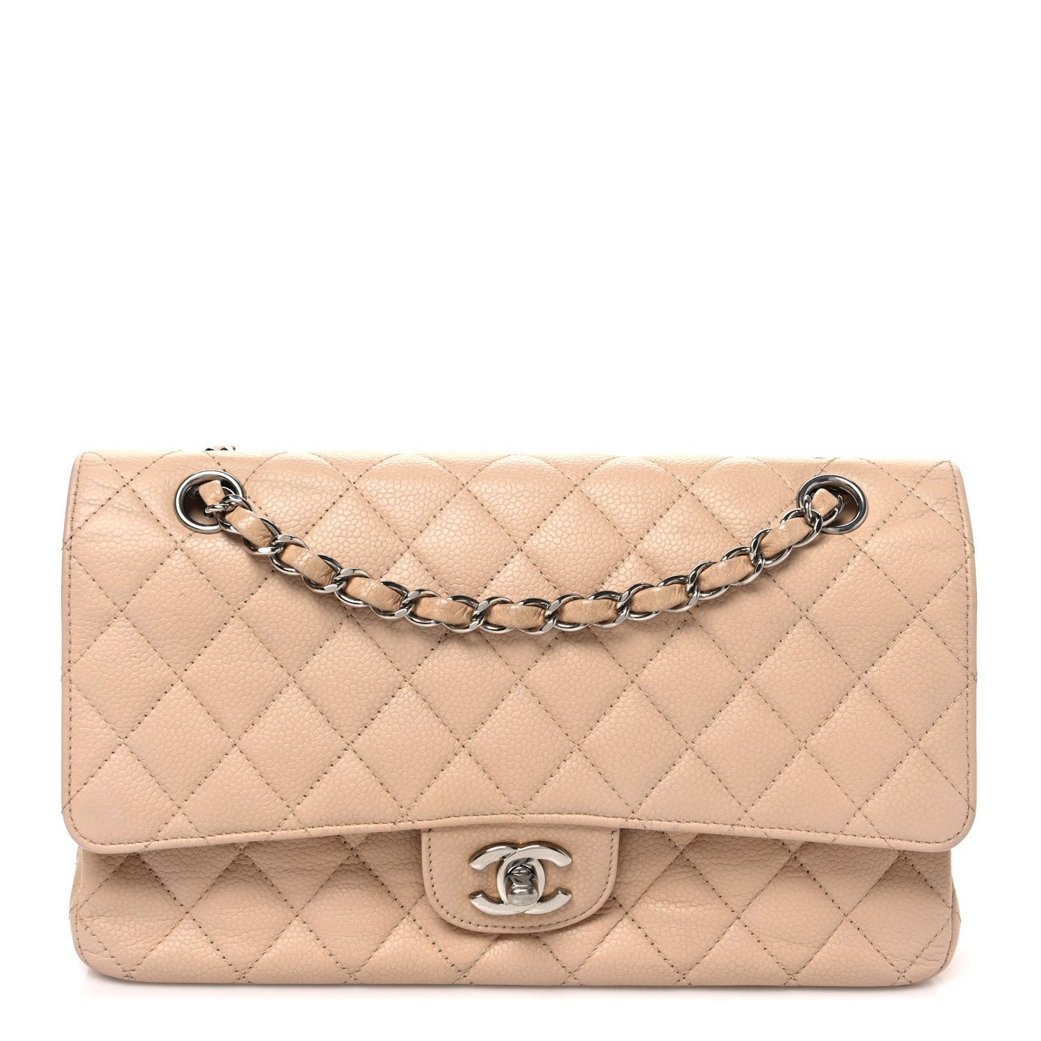 Chanel Caviar Quilted Medium Double Flap Beige