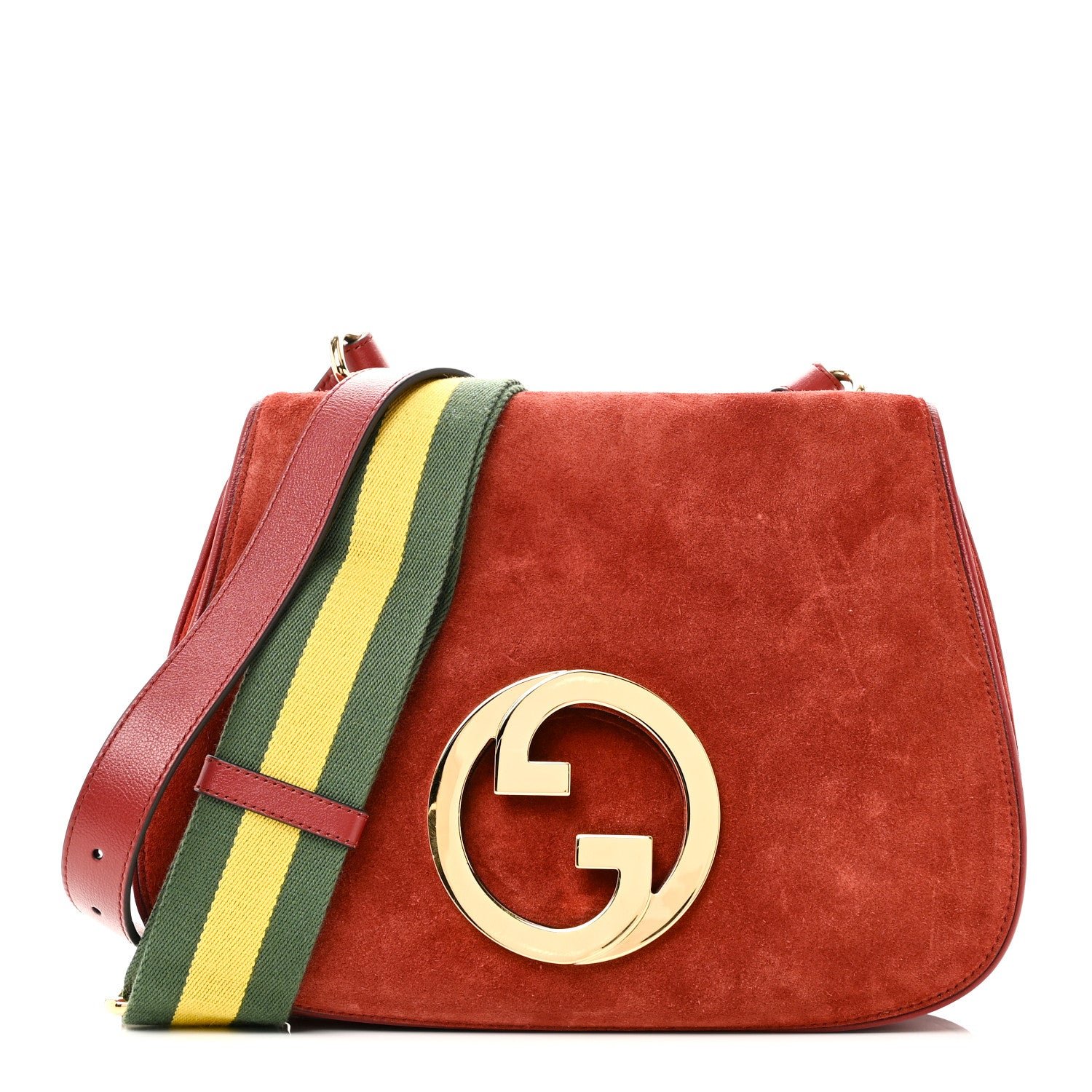 Gucci Suede Talco Roxy Calfskin Web Medium Blondie Shoulder Flap Bag Blondie Red