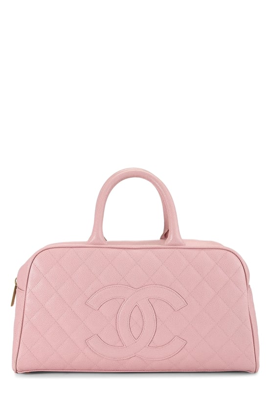 Pink Quilted Caviar Bowler Medium