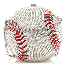 Judith Leiber Crystal Baseball Clutch Silver