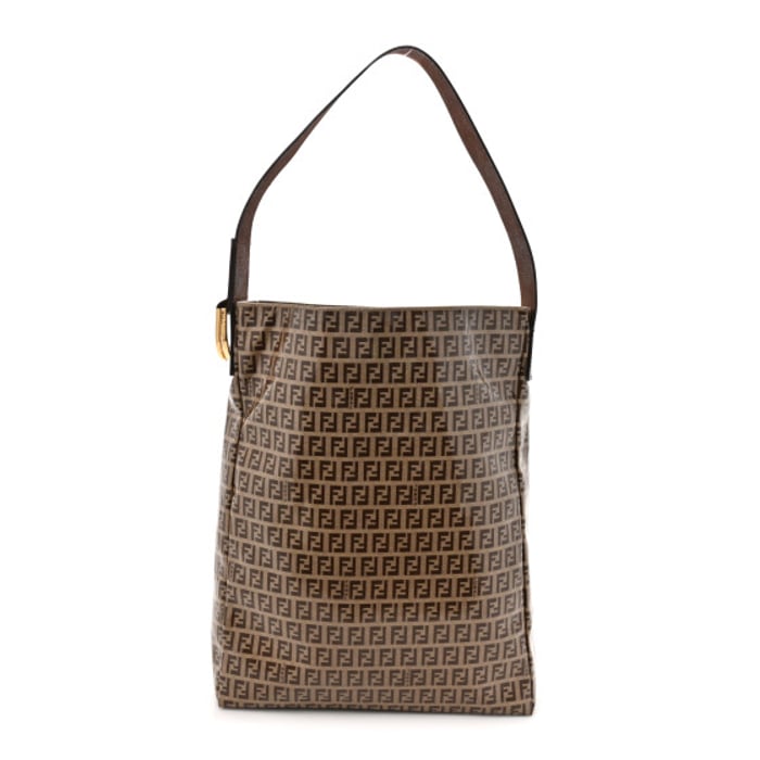 Fendi Vinyl Zucchino Shoulder Bag Tobacco