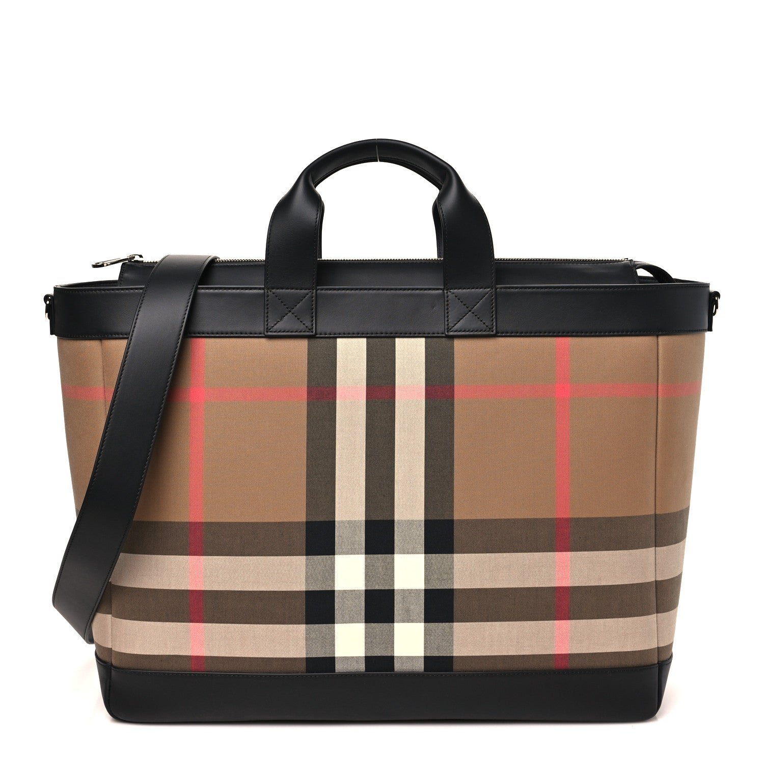 Burberry IP Check Nylon Calfskin Ormond Tote Bag Taupe Brown