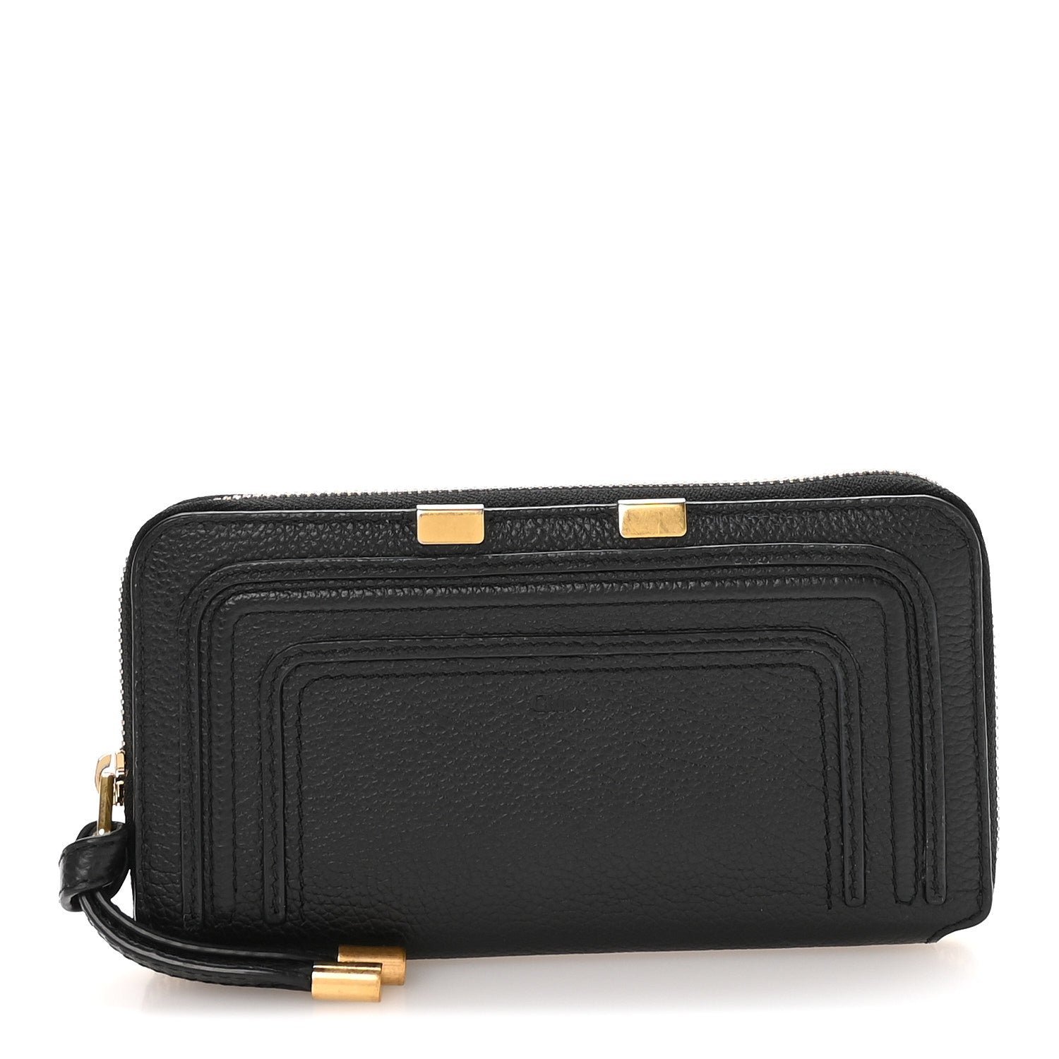 Chloe Grained Calfskin Marcie Long Zip Around Wallet Black