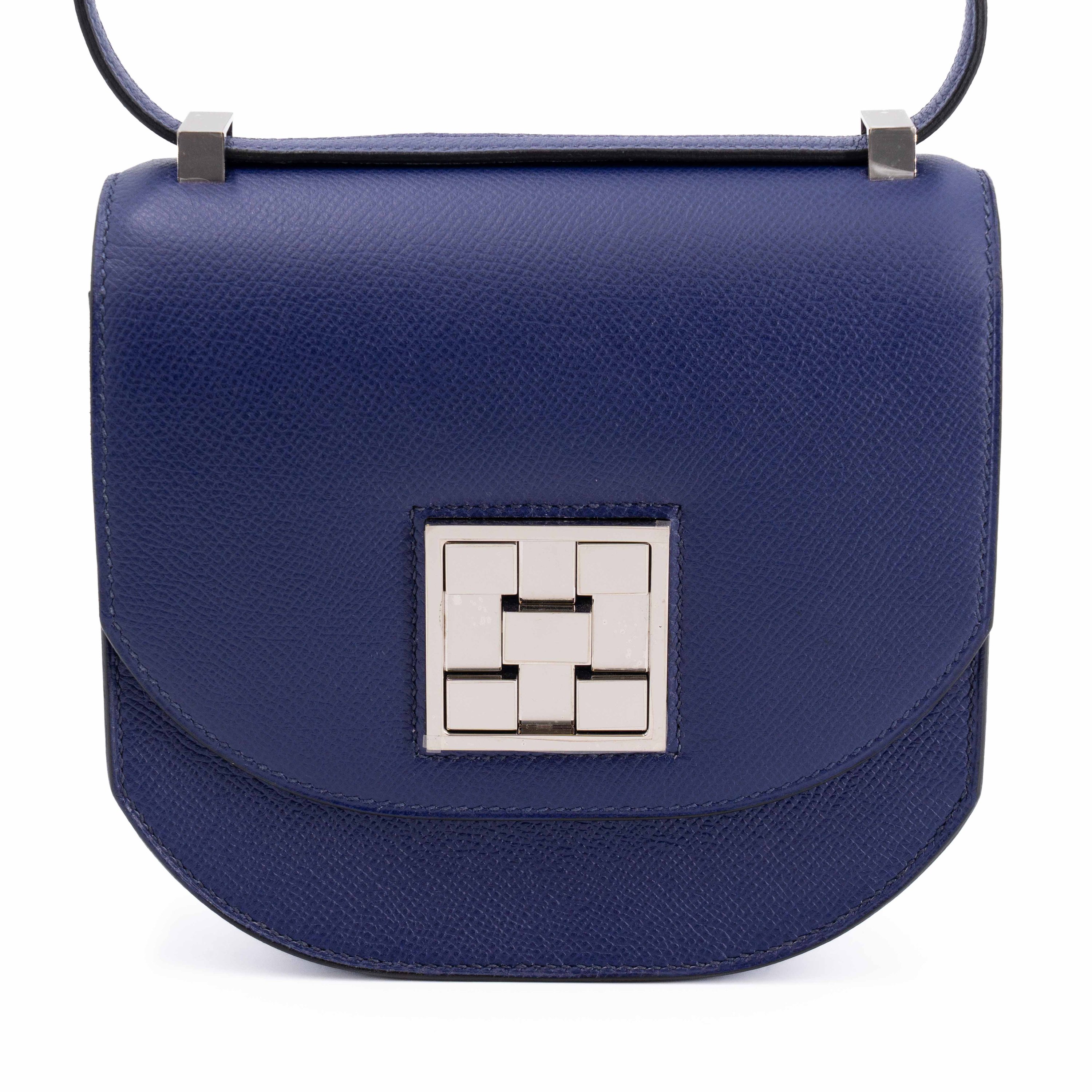 Unused ( Rank NS ) HERMÈS Mosaique Mini Bleu Saphir (73) Epsom Palladium hardware C (2018)