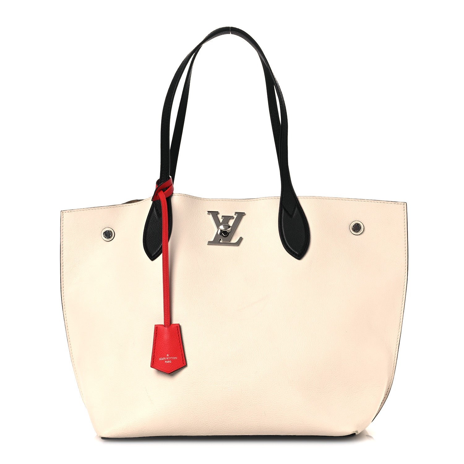 Louis Vuitton Calfskin Lockme Go Tote Kabuki Red Quartz Black