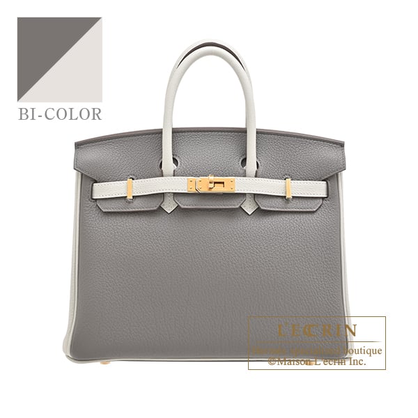 Hermes Personal Birkin bag 25 Gris meyer/ Pearl grey Togo leather Gold hardware
