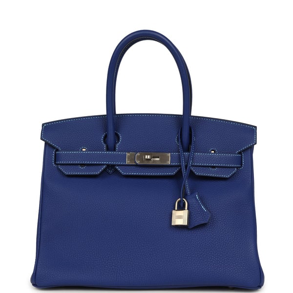 Pre-owned Hermes Special Order (HSS) Birkin 30 Bleu Electric Togo Brushed Palladium Hardware