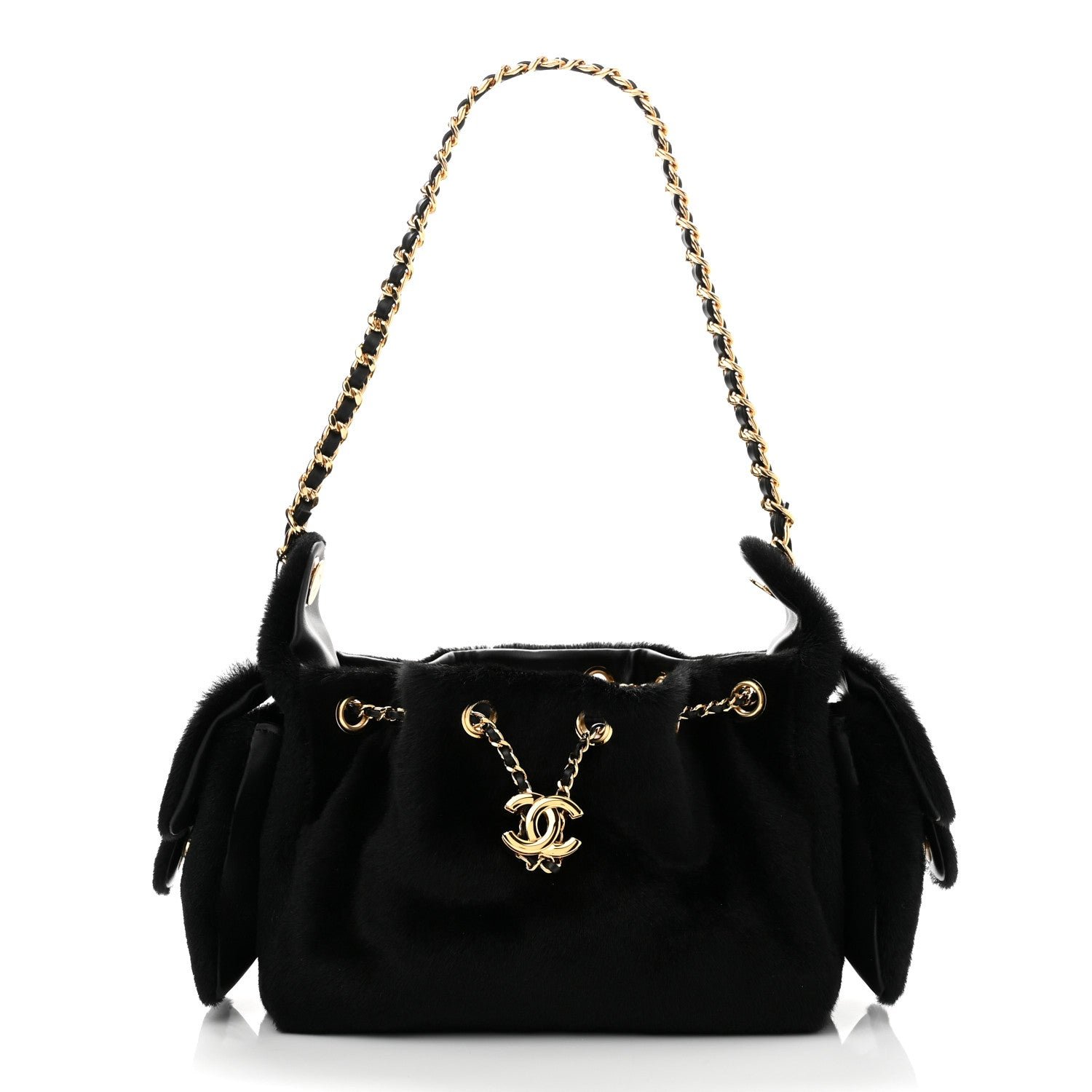 Chanel Pony Hair Mini Chanel 25 Handbag Dark Khaki Black