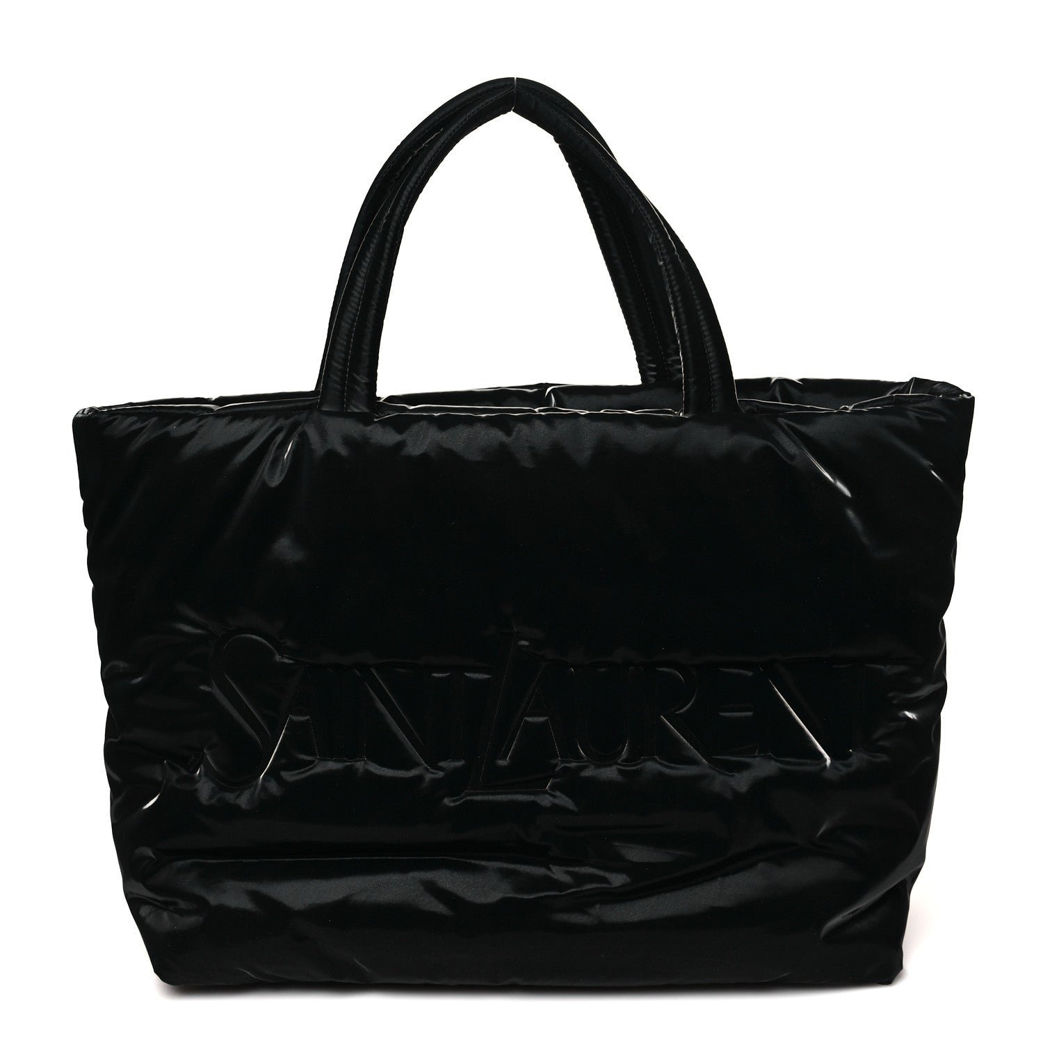 Saint Laurent Silktech Canvas Wide Puffer Tote Black