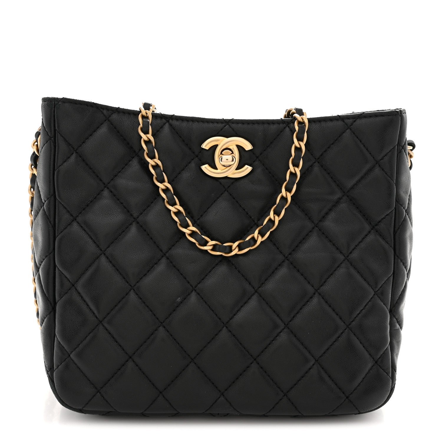 Chanel Lambskin Quilted Small Pearl Crush Hobo Black
