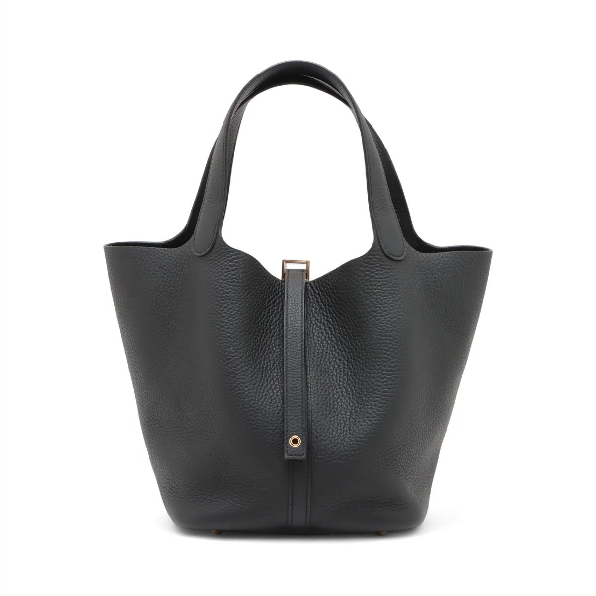 Hermès Picotin Lock 22 MM Taurillon Clemence Black Gold Metal Fittings
