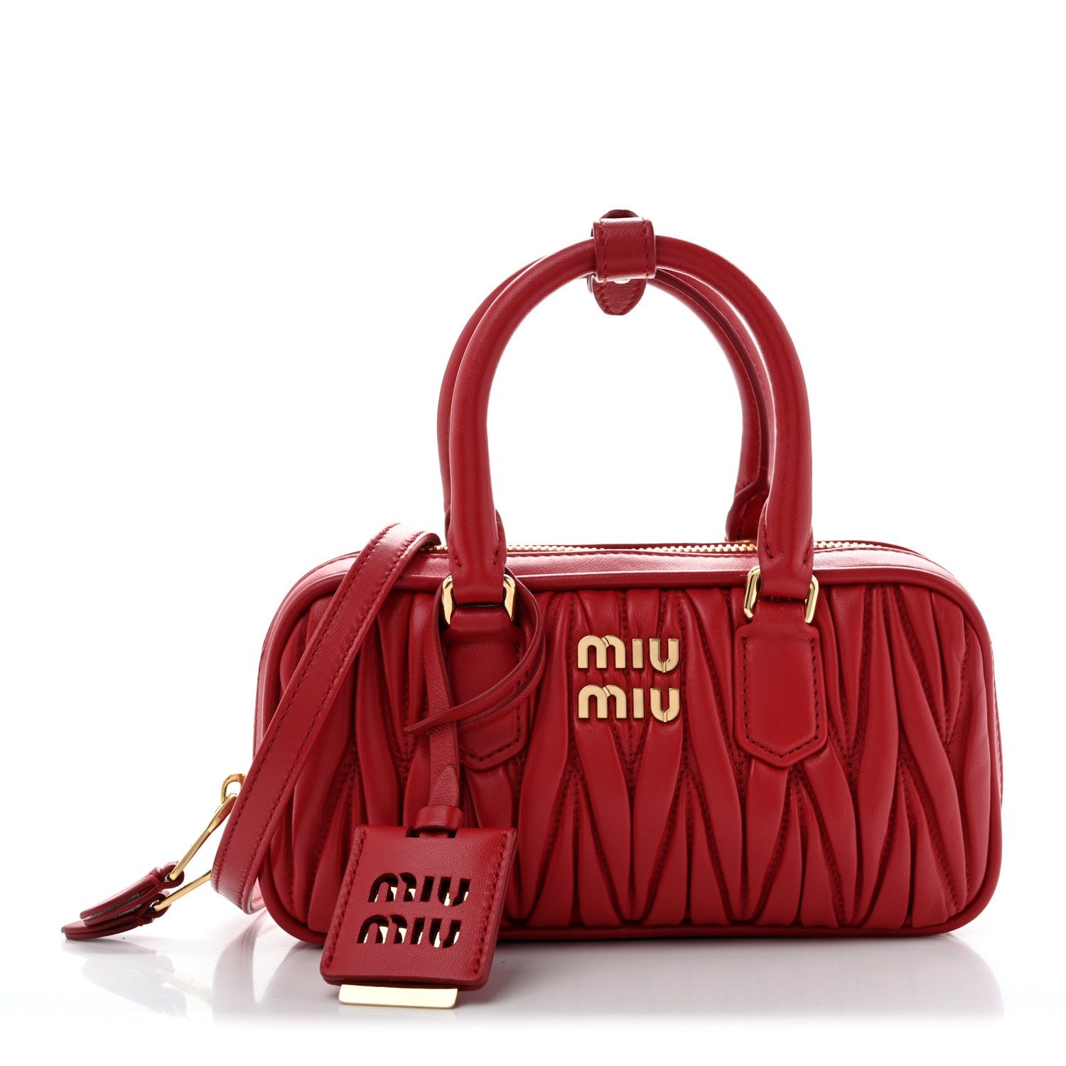 Miu Miu Nappa Matelasse Regular Arcadie Top Handle Bag Rosso