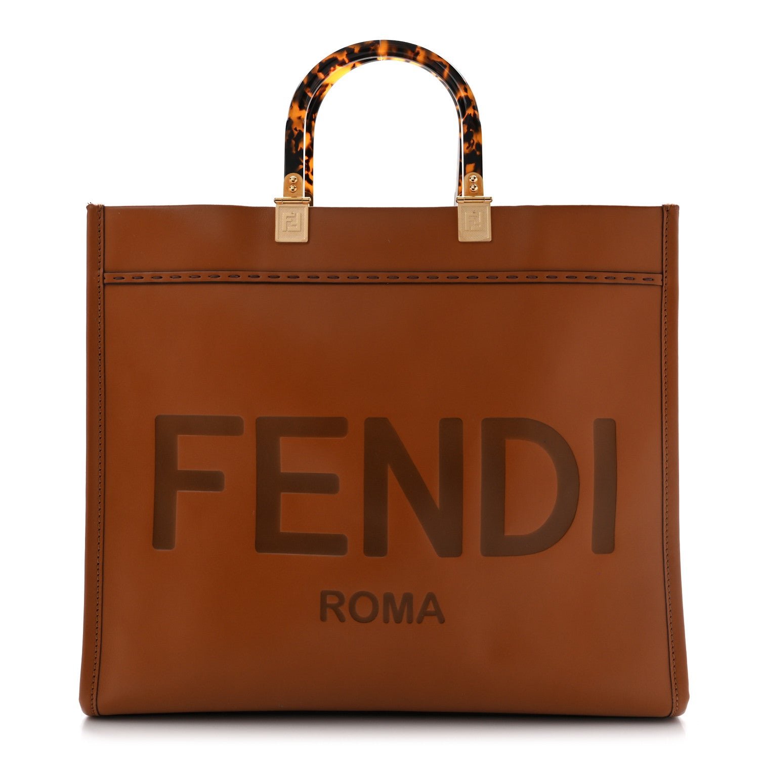 Fendi Vitello King Plexiglass Medium Fendi Sunshine Shopper Tote Cuoio