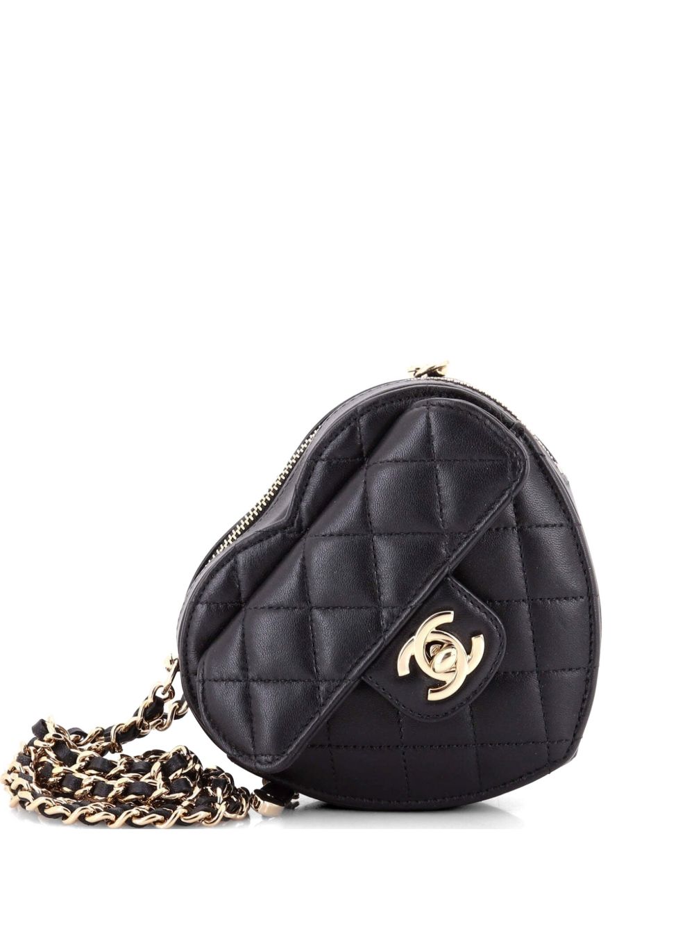 CC in Love Heart Clutch with Chain Quilted Lambskin crossbody bag